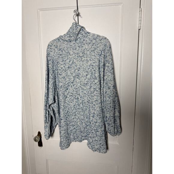 Free People BFF Cowl Neck Blue Knit Oversized Chunky Flowy Sweater Women's XS/S - Picture 8 of 9